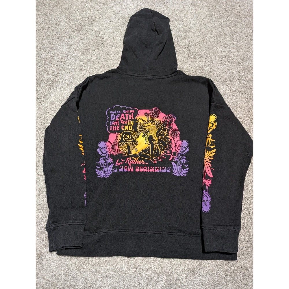 Empyre Hoodie Small Black New Beginning Fairy Mushroom Graphic‎ Pullover Skate